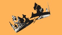 Broken crown on an orange background